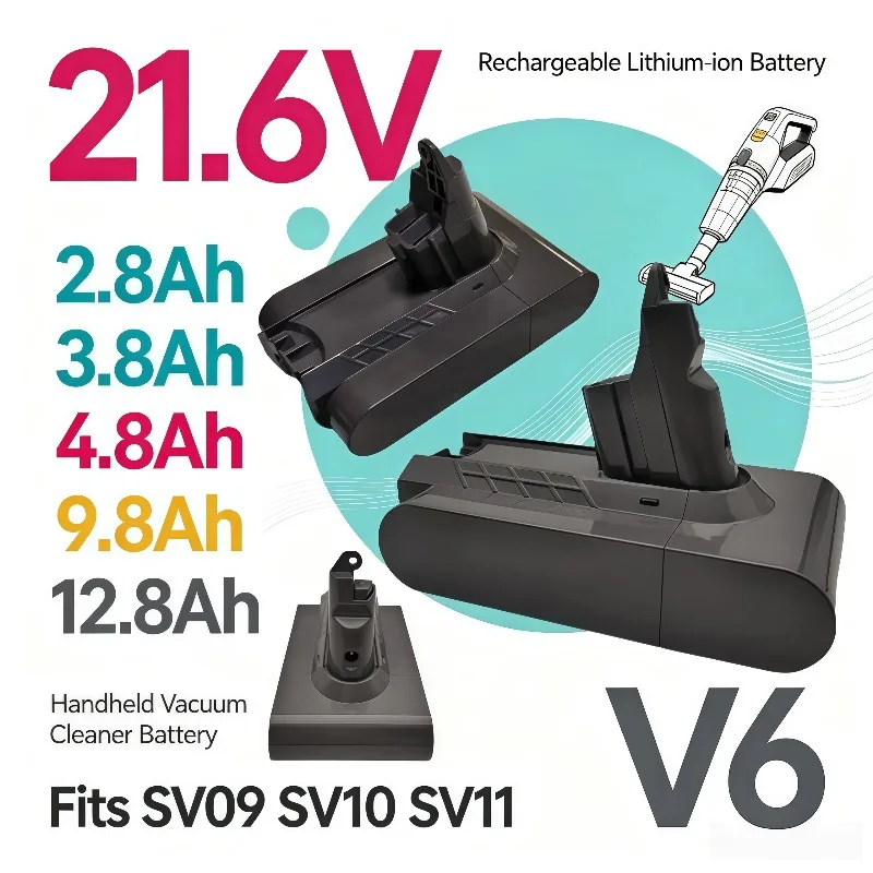 V6 Rechargeable Lithium‑Ion Battery Multiple Capacities For SV09 SV10 SV11 Vacuum Cleaner