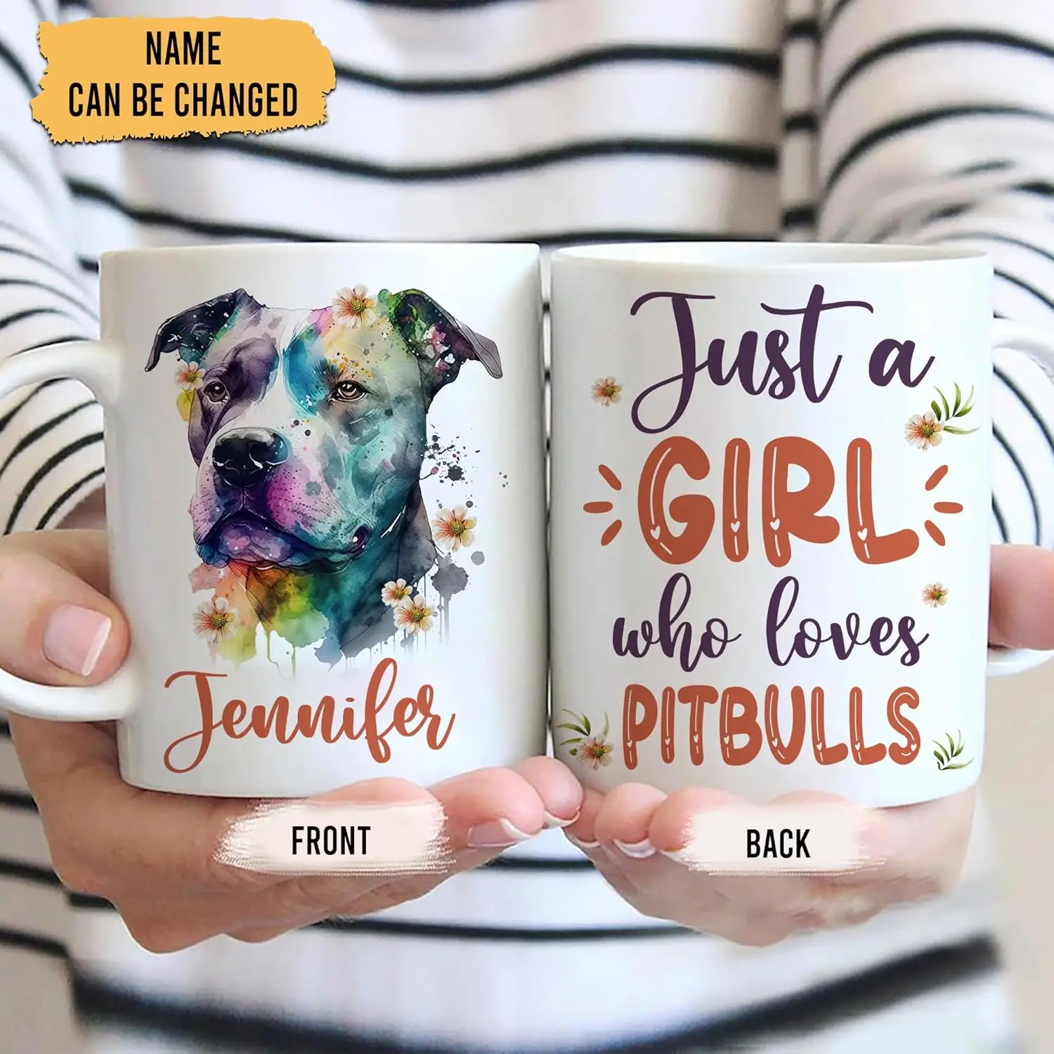 

Персонализированные подарки Pitbull Lover - Just A Girl Who Loves Pitbulls Керамическая кофейная кружка с индивидуальным именем, 11 унций - Идея Cute Dog Lover