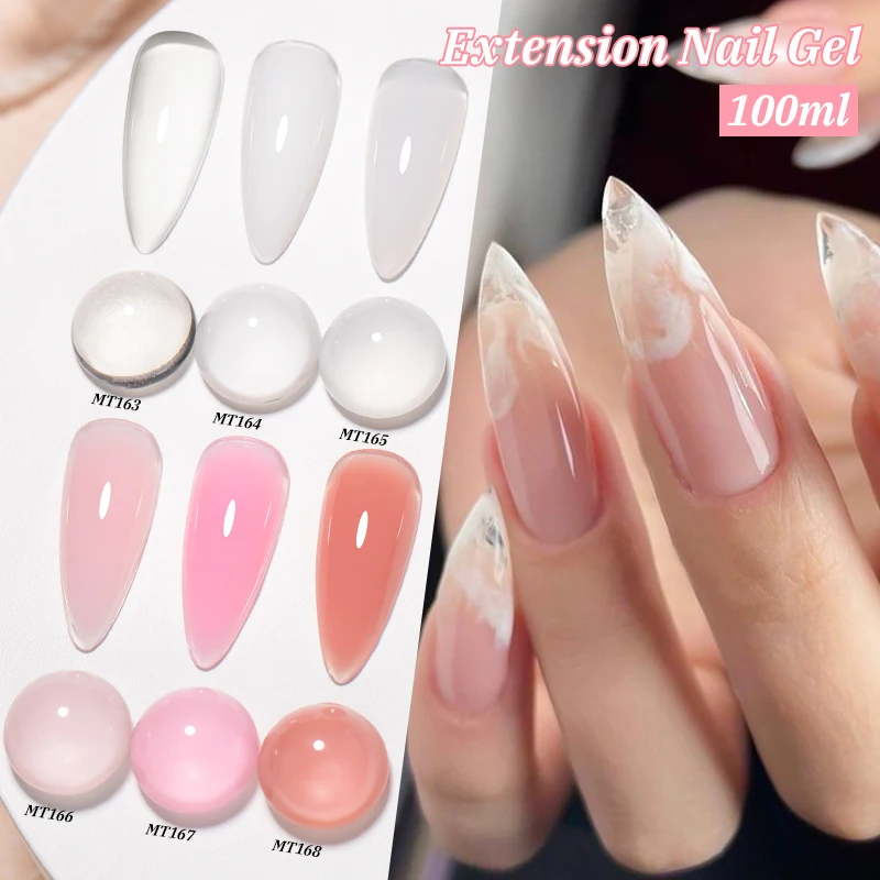 100 مللي واضح الأبيض الوردي تمديد جيل للأظافر UV LED العلاج منشئ جيل للأظافر الاكريليك الفرنسية مسمار الفن شبه دائم UV جل الورنيش