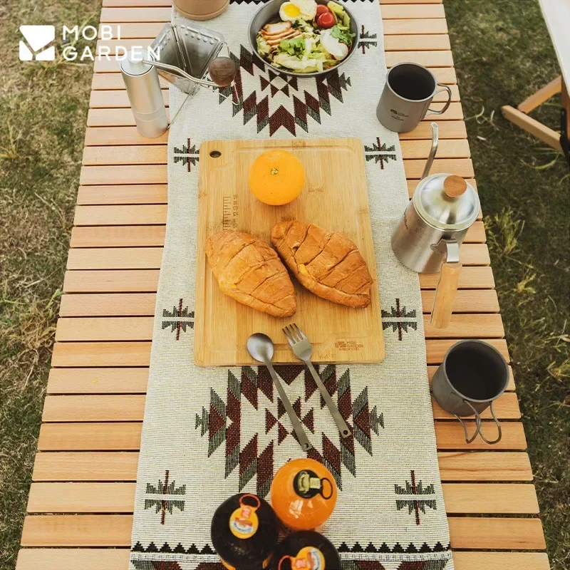 MOBI GARDEN Camping Mat Jacquard Table Blanket Family Coffee Table Dining Table Cotton Cloth Place Mat Picnic Decor Accessories