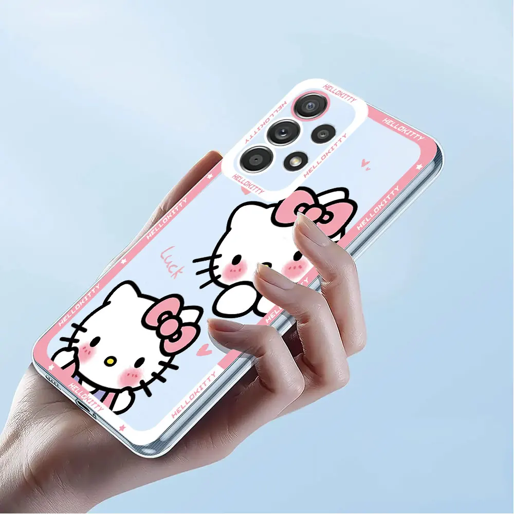 Transparent Soft Back Shell Cover Phone Case for Samsung Galaxy A52 5G A71 A31 A50 A21s A51 4G A12 A32 A22 A72 Hellokitty Cute