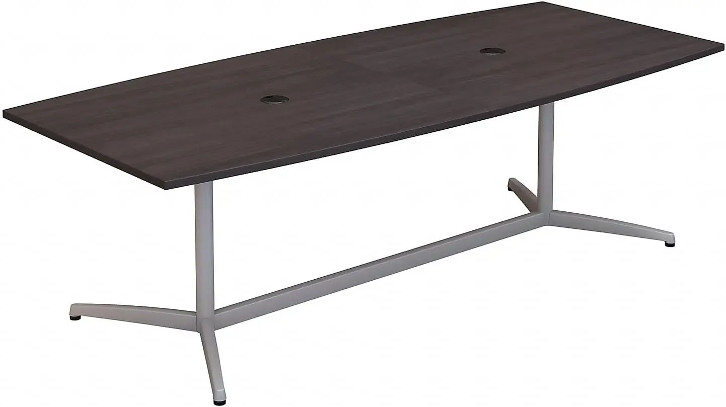 Bush Business Furniture 96W X 42D Boat Shaped Conference Table With Metal Base In Storm Gray