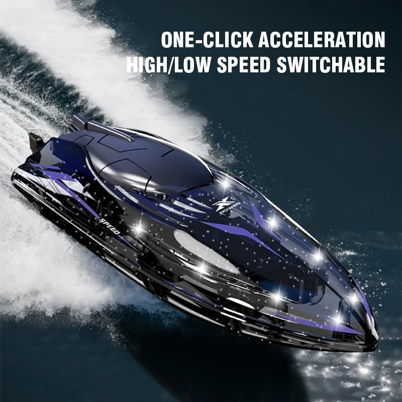 Rc remote-controlled boat Water toy2.4Gwith lights Control Speedboat Waterproof Electric Toy Boat for Swimming Pool And Outdoor