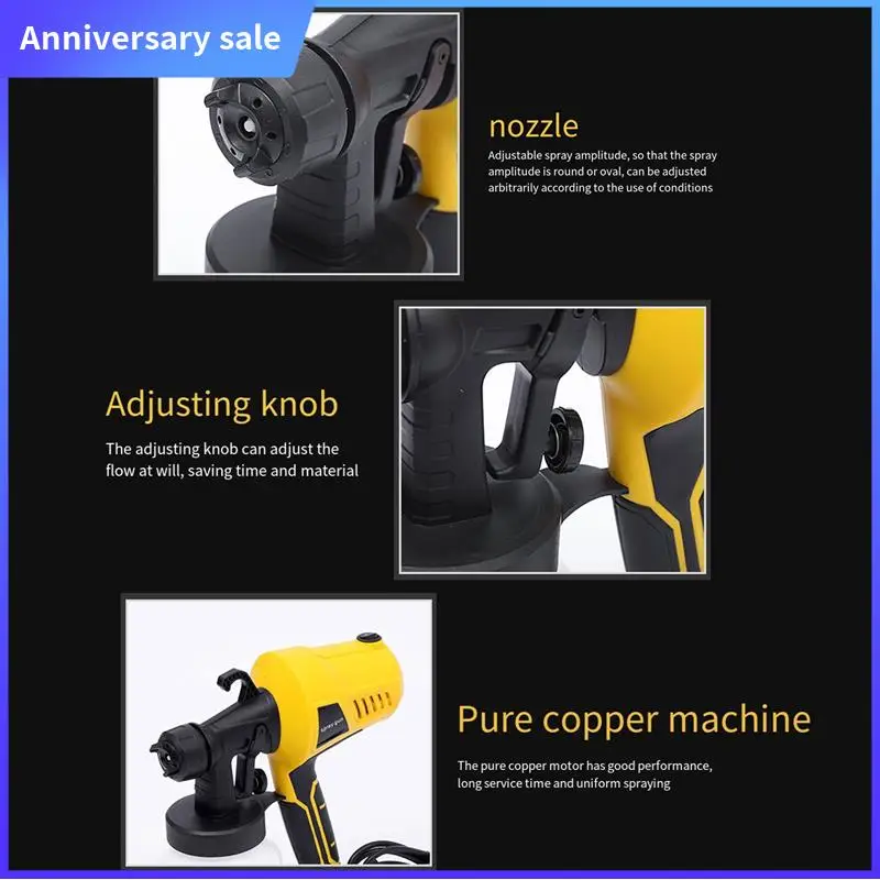 

1 Piece 800Ml Spraying Electric Spray Power Tools 500W Household Paint Sprayer Plastic Flow Control Airbrush Spray Tool EU Plug