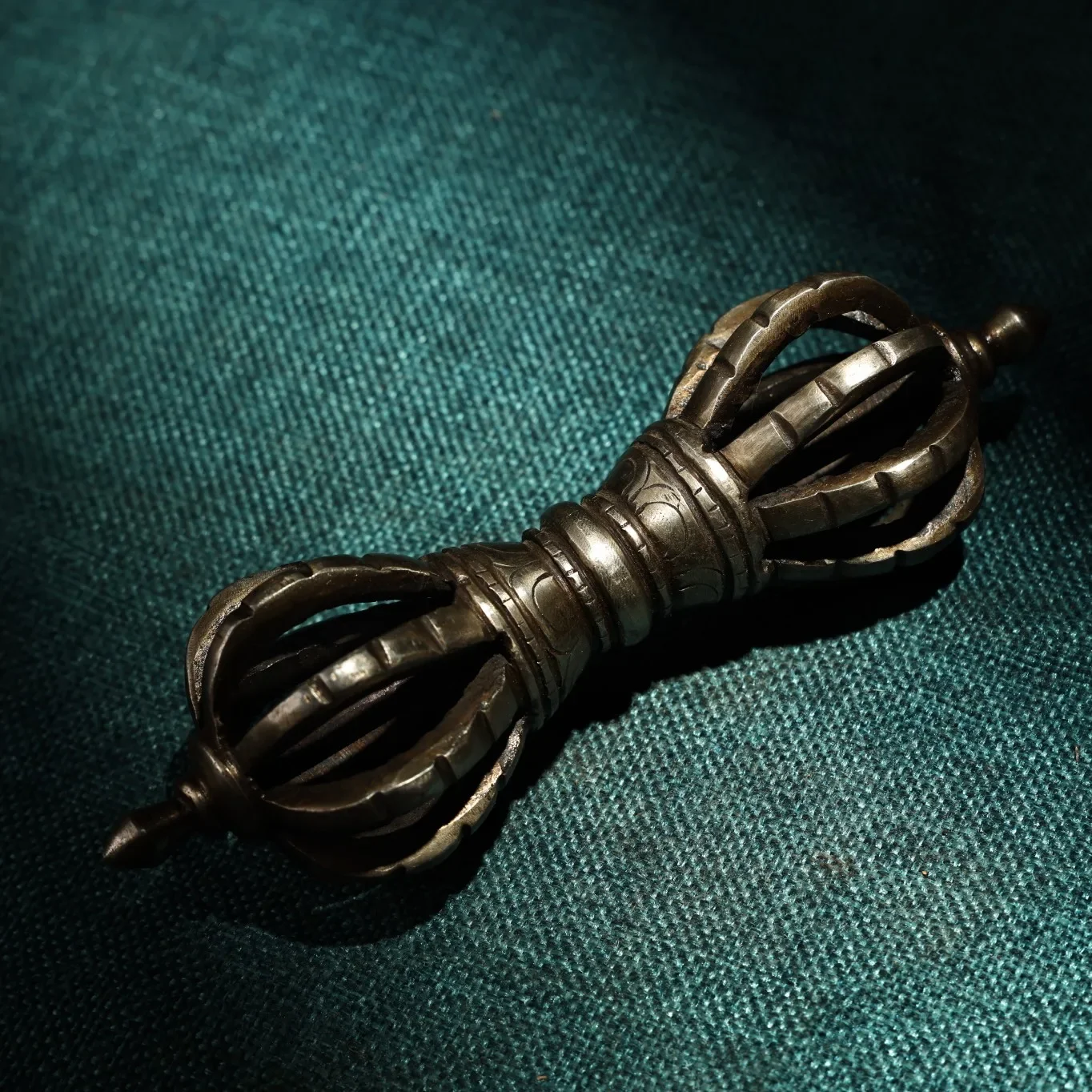 

6"Tibetan Temple Collection Old Tiantie Nine shares Dorje Vajra Phurpa Dharma Amulet Town house Exorcism worship hall