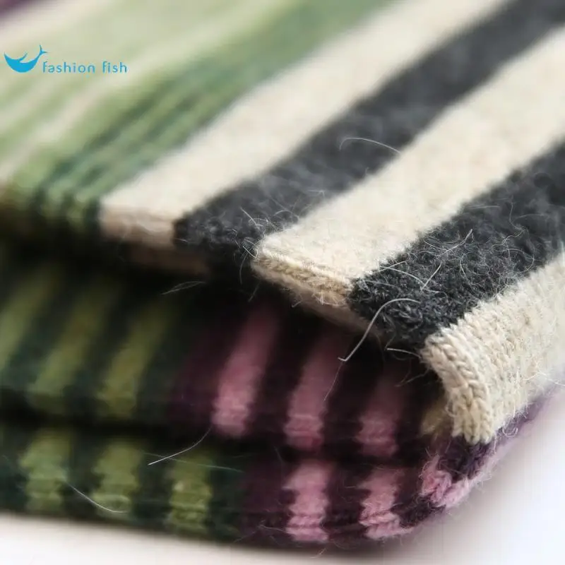Thickened Rabbit Wool Boot Socks over Knee Long Tube Socks Striped Knee High Leg Protector Boot Covers Knee Pad Autumn Winter