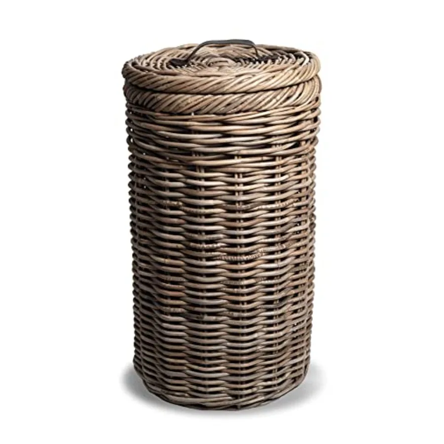 

Tall Wicker Trash Basket with Metal Liner, 15.5 in Dia x 25.5 in H, 13 gallon capacity