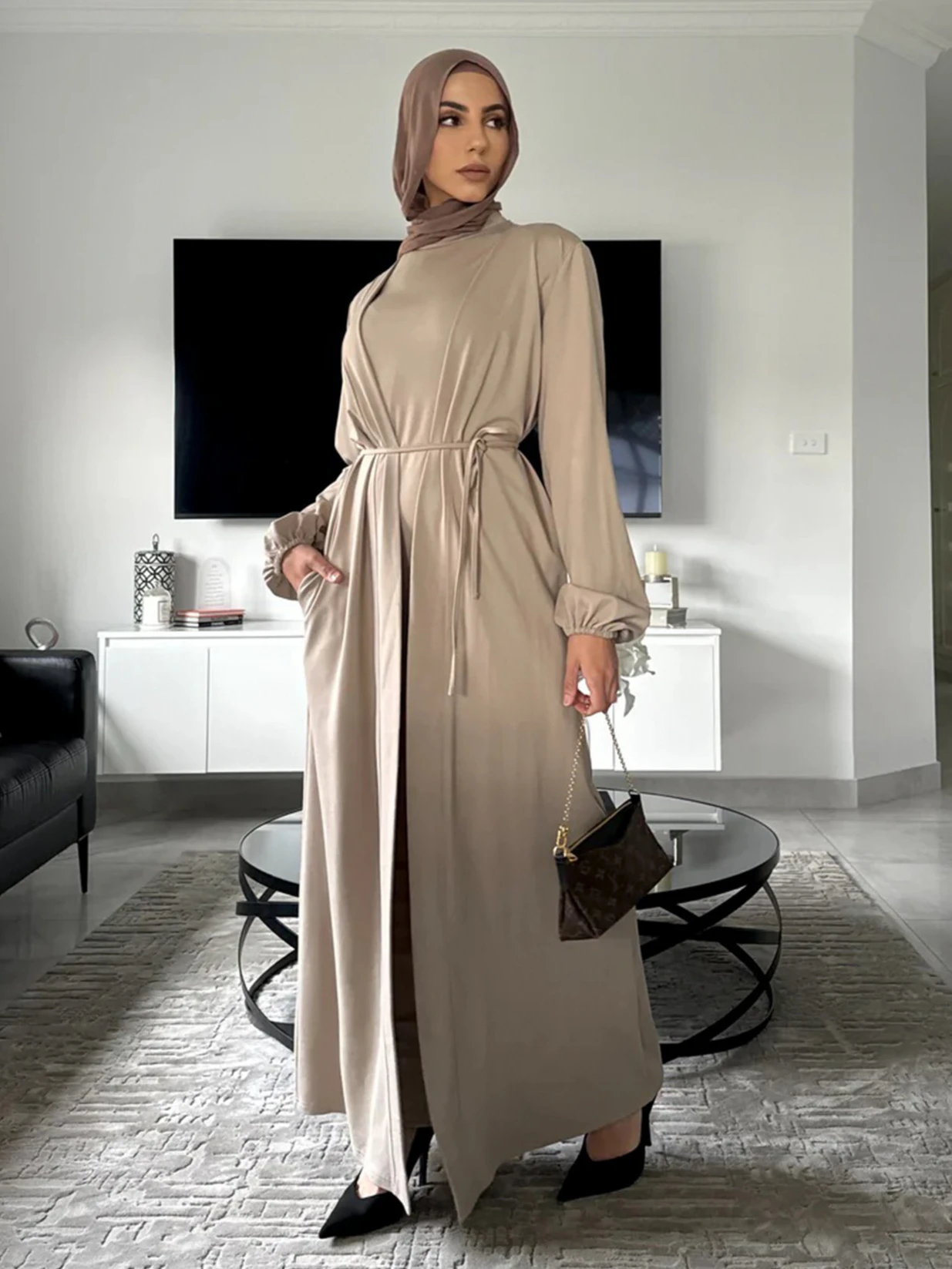 Skromna sukienka dla kobiet Abaya Cardigan 2-częściowy zestaw Długi szlafrok Ramadan Dubai Abayas Kaftan Eid Muslim Vestidos Jalabiya Dresses