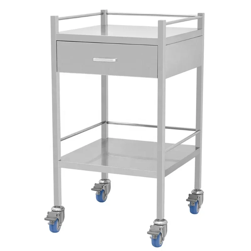 Chariot à roulettes en acier inoxydable pour hôpital médical, S.S Trolley, étagères d'armoire de rangement