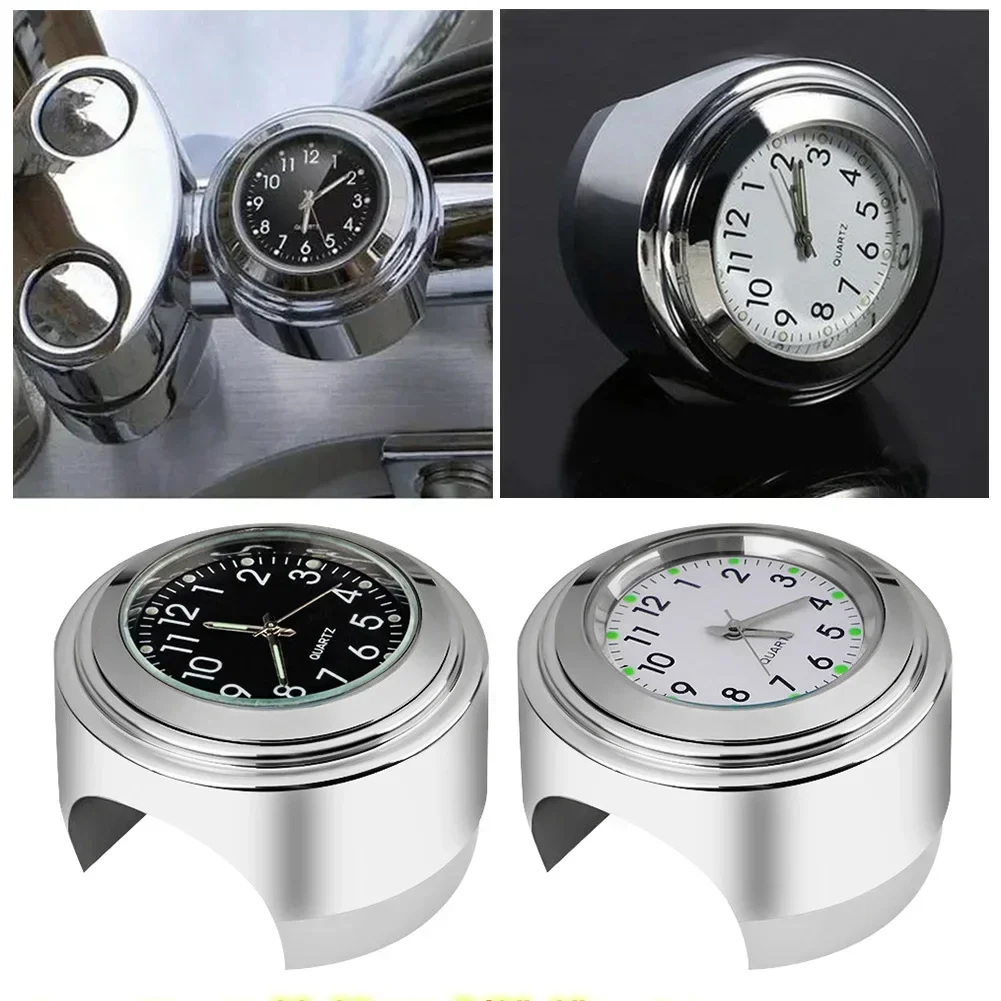 Aluminum Quartz Watch Luminous Clock Handlebar Mount for Motorcycle Scooter Bicycle Handlebar Waterproof Time Display Universal