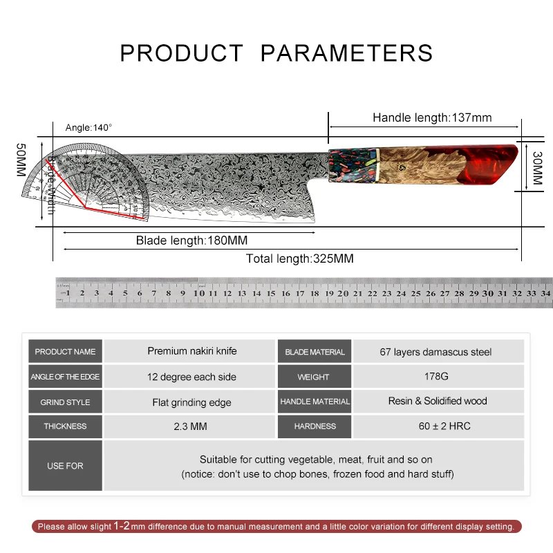 Imagem -06 - Grandsharp-damasco Cozinha Cutelo Faca Japonês Nakiri Faca Fatiador de Carne Peixe e Legumes Chopper Cozinhar Ferramentas Aus10 8