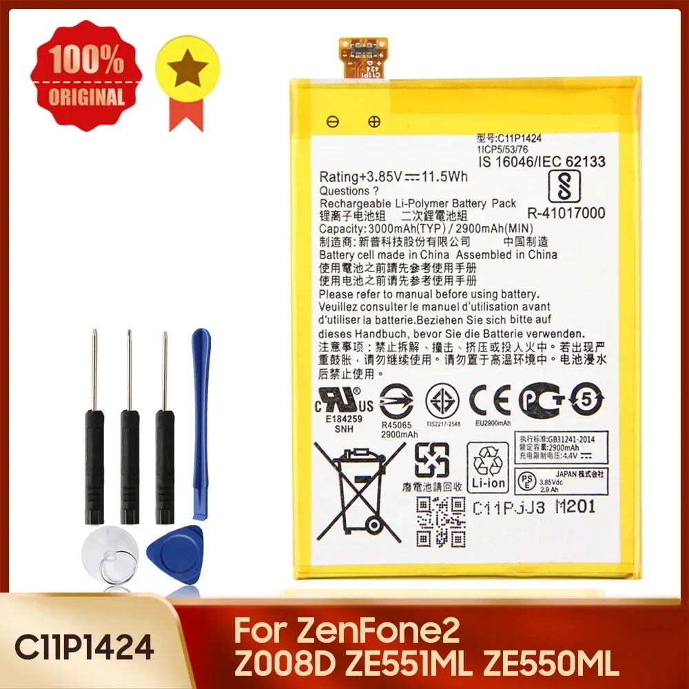 

Phone Replacement Battery C11P1424 For ASUS ZenFone 2 Z008D ZE551ML ZE550ML Z00AD Z00ADB ZenFone2 3000mAh Quality Batteries