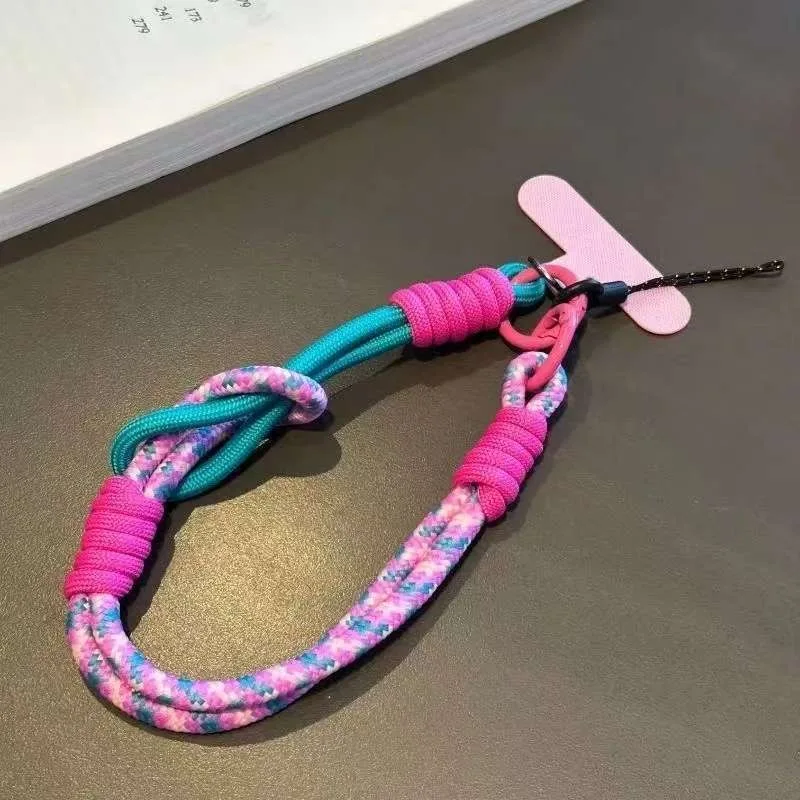 5 قطع ملونة المنسوجة قصيرة الهاتف الحبل معصمه مزدوجة حبلا آمنة المشبك حلقة رئيسية سلسلة المحمول الناقل #3