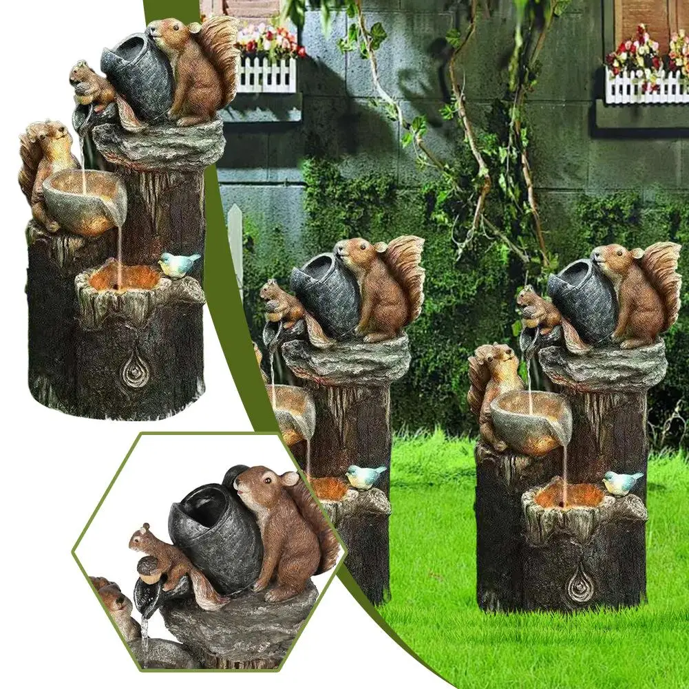 

Cute Squirrel Resin Statue Patio Fountain Garden Ornament Indoor Outdoor Farm Decoration Handmade Animal Figurine Ornament