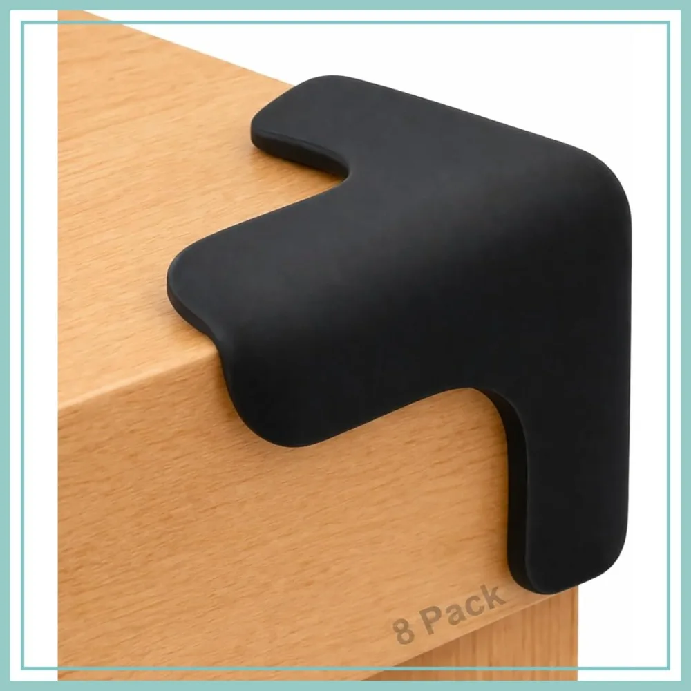 

8 Pack Baby Corner Protectors, EVA Foam Furniture Edge Guards for Tables, Tear-Resistant, Black