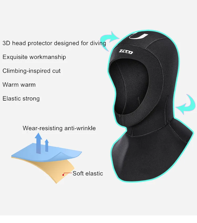 

3MM/5MM Neoprene Scuba Water Sports Surfing Diving Hood With Shoulder Snorkeling Equipment Hat Keep Warm Spearfishing Swim Cap