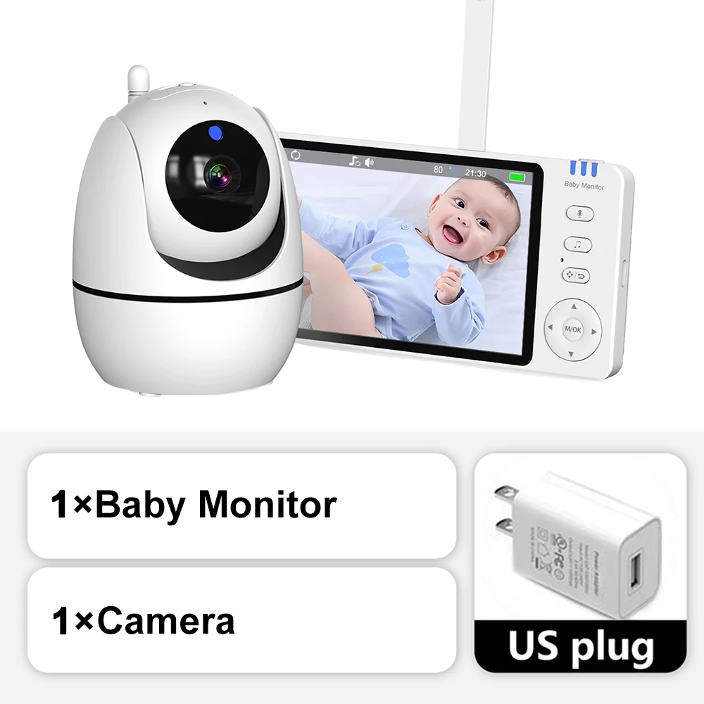 5 ''Video Babyfoon 2.4G Moeder Kinderen Nachtzicht Zoom PTZ Videobewakingscamera's Met Temperatuurweergave Scherm ABM501