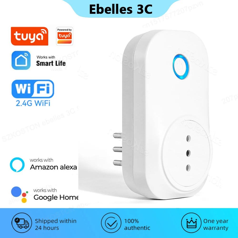 

Chile Italy WiFi Smart Plug Tuya Smart Home Power Strip Socket 16A Wireless Home Appliance Outlet Adapter Voice for Alexa Google