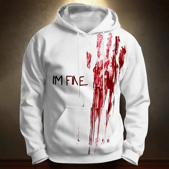 Halloween Blood Printed Hoodies letter pattern3D Print Hooded Pullover Sweatshirt Fashion Hoodie Streetwear Long Sleeve Tops