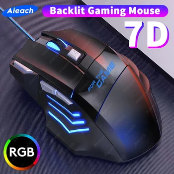 Esports 게임용 마우스, 3200 DPI 7 키 게임 마우스, RGB 백라이트, 인체 공학적 유선 게임 마우스, 컴퓨터 PC 노트북 액세서리