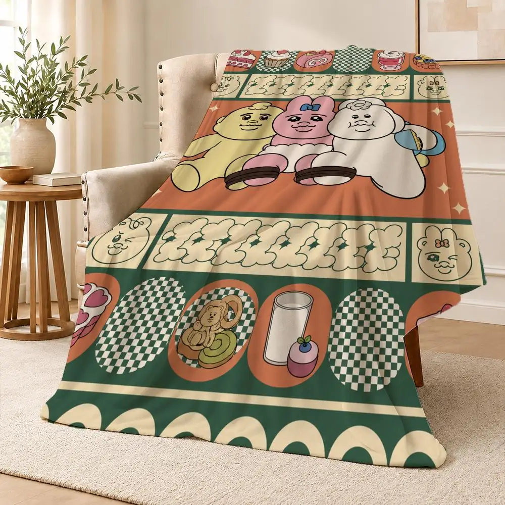 Funny Underpants Rabbit Cartoon Character Artwork Throw Soft Flannel Throw Blanket for Couch Bed Sofa Warm Cozy All Season