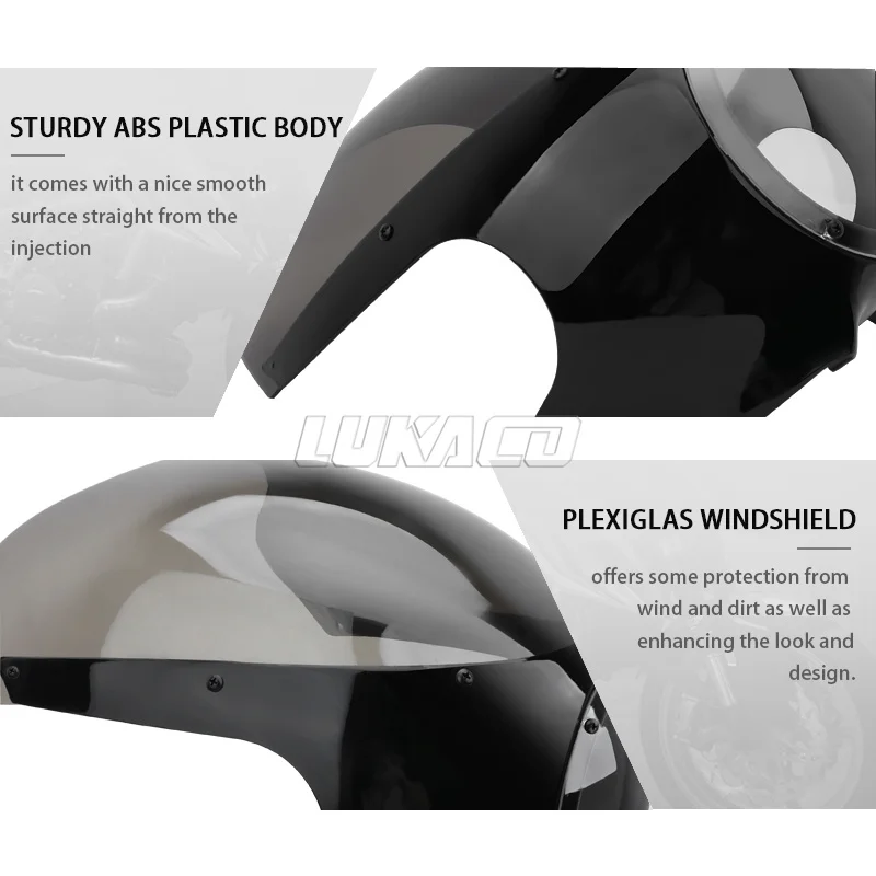 Motorcycle Cafe Racer Headlight Fairing 5-3/4" Front Light Mask Cover For Harley Chopper Bobber Sportster XL883 Dyna Softail