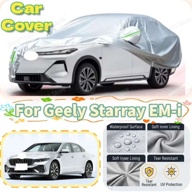 For Geely Starray EM-i 2018-2026  Custom Fit Full Car Cover Silver Coated Fabric Side Zipper Access UV Sun Dust Protection