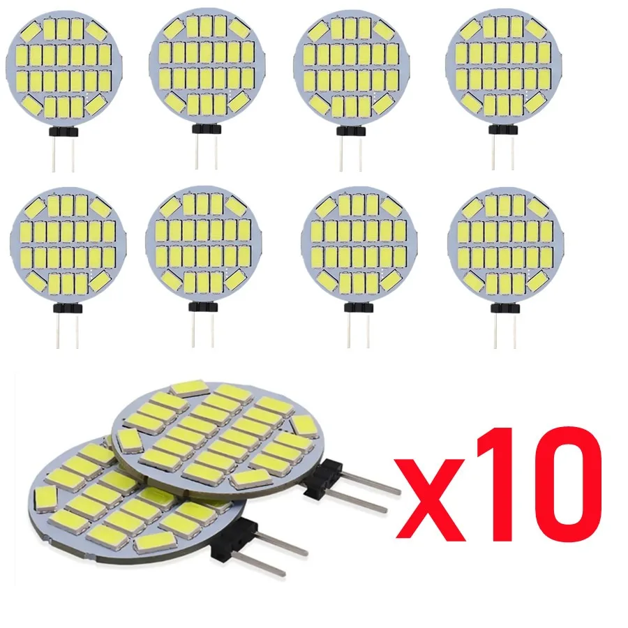 10 Pcs12V 24V AC G4 LED Lamps 5W RV Lighting Replaces 25W Halogen Bulb 350LM 24leds 5730smd No Flicker Range Hood Boat Light