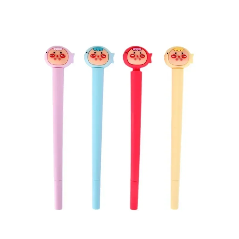 48PCS new cute silicone design black neutral pen for primary and secondary school students to use for learning and exams