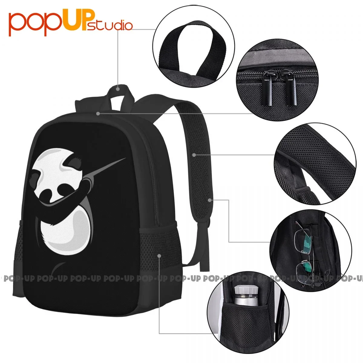 Dabbing Panda Giant Panda Bear Dance Backpack Large Capacity Gym Foldable Eco Friendly Riding Backpack