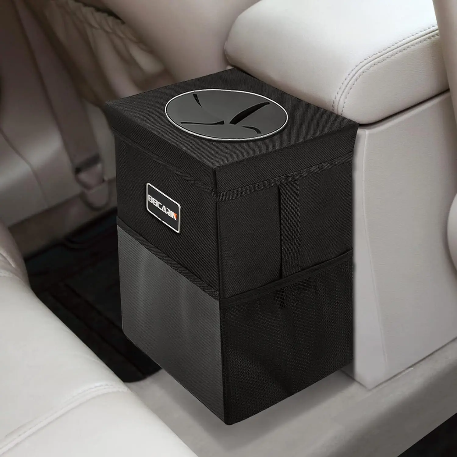 

Leak-Proof Collapsible Car Trash Can with Lid, Storage Pockets, 2.6 Gal Large Capacity for SUV Van Truck