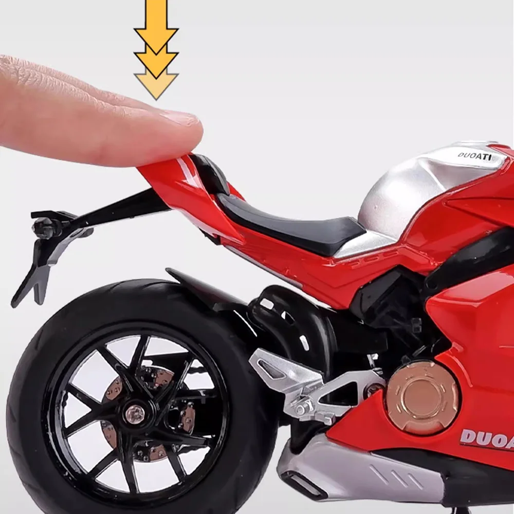 1/12 Sacle V4S Panigale Motorcycle Toy Car Model Metal Vehicle Body Alloy Diecast Sound Light Birthday Christmas Gift Children