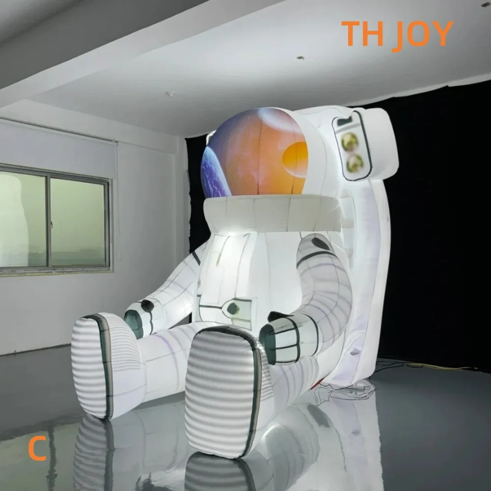 Envío aéreo rápido a puerta, decoración de astronauta inflable gigante, modelo de astronauta inflable publicitario personalizado con luz