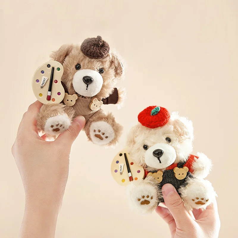 De groene feestschilder beer pluche hanger handgemaakt cadeau meisje schattige rugzak hangende decoratie meisje Halloween kerstcadeau