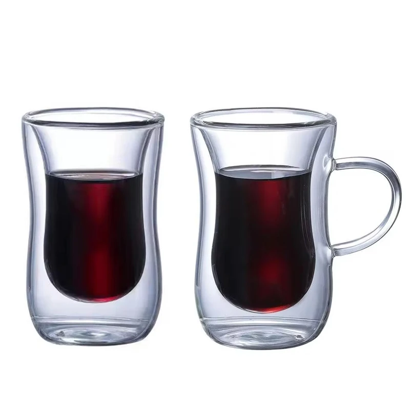 Double Wall Glass Transparent Coffee Mugs High borosilicate Glass Mugs Anti-scald Heat Insulation Milk Water Cup Juice Tea Cups