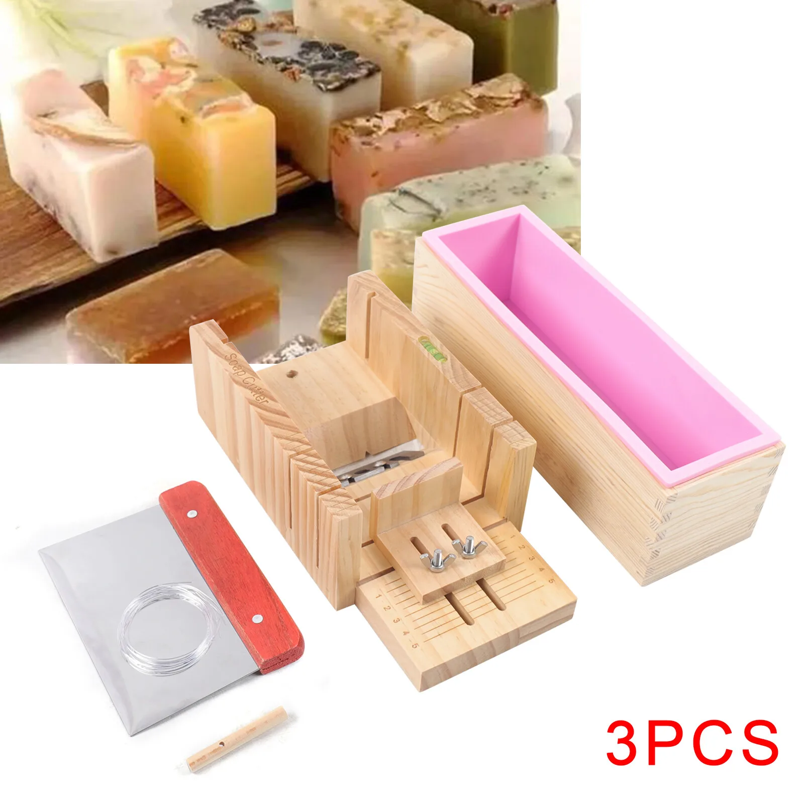 

Pro Soap Making Supplies Kit For Handmade Cakes And Candles With Adjustable Wooden Cutter And Molds