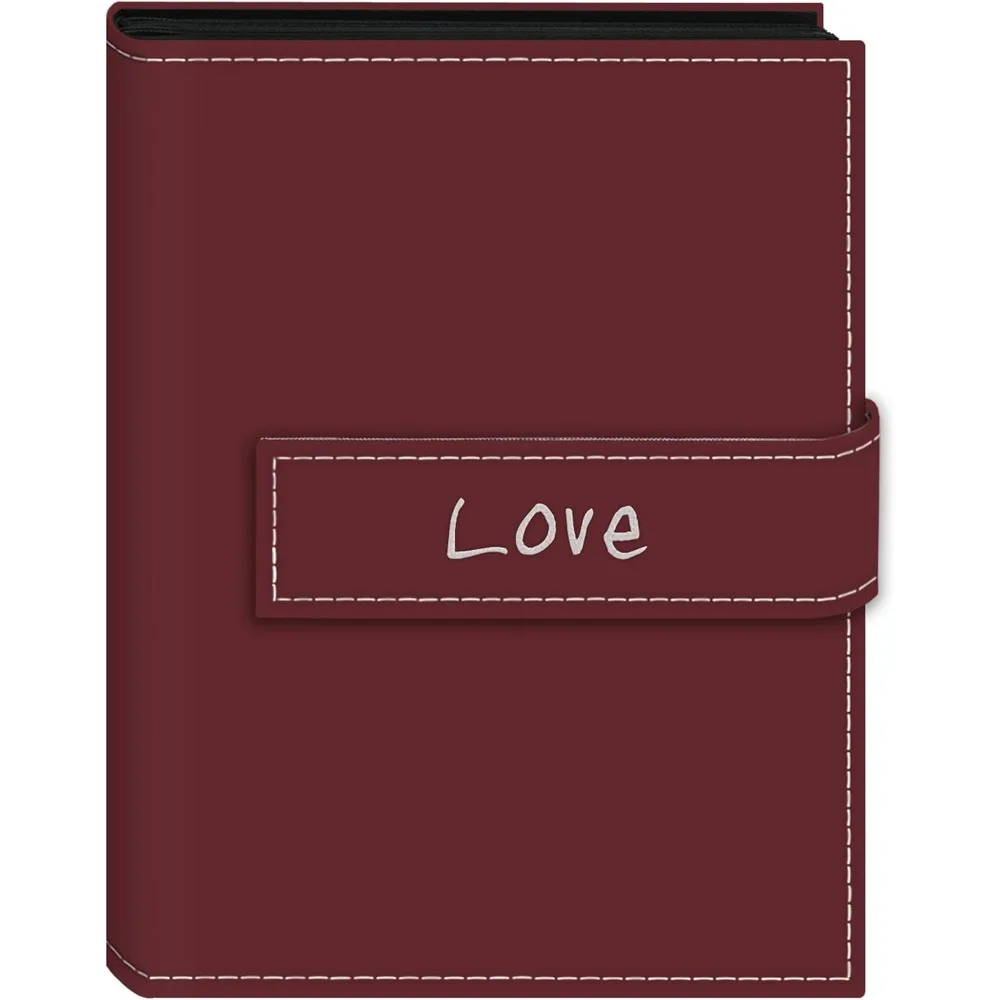 

Photo Albums 36-Pocket 5 by 7-Inch Embroidered Love Strap Sewn Leatherette Cover Photo Album, Mini, Burgundy