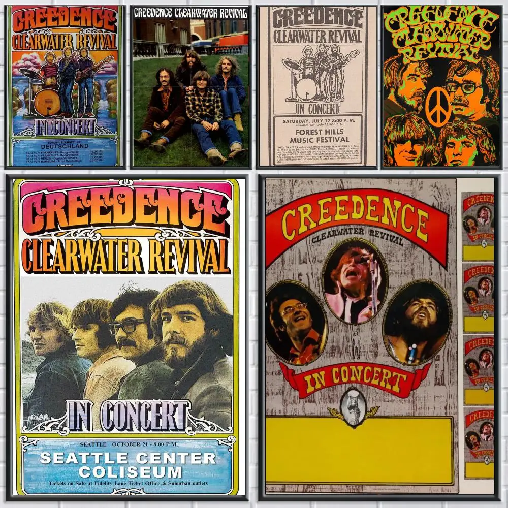 band C-Creedence Clearwater Revival-L Poster Peel and Stick Wall Art for Cafe Office Bar and Home Decoration