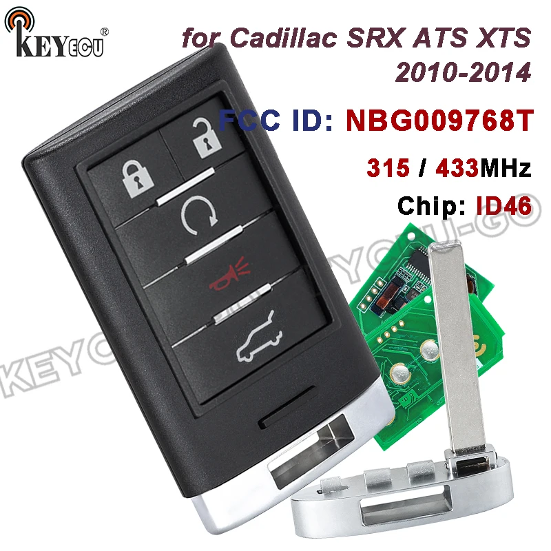 

KEYECU 315 МГц/433 МГц NBG009768T для Cadillac SRX 2010 2011 2012 2013 2014 ATS XTS 2013-2014 Смарт-брелок без ключа