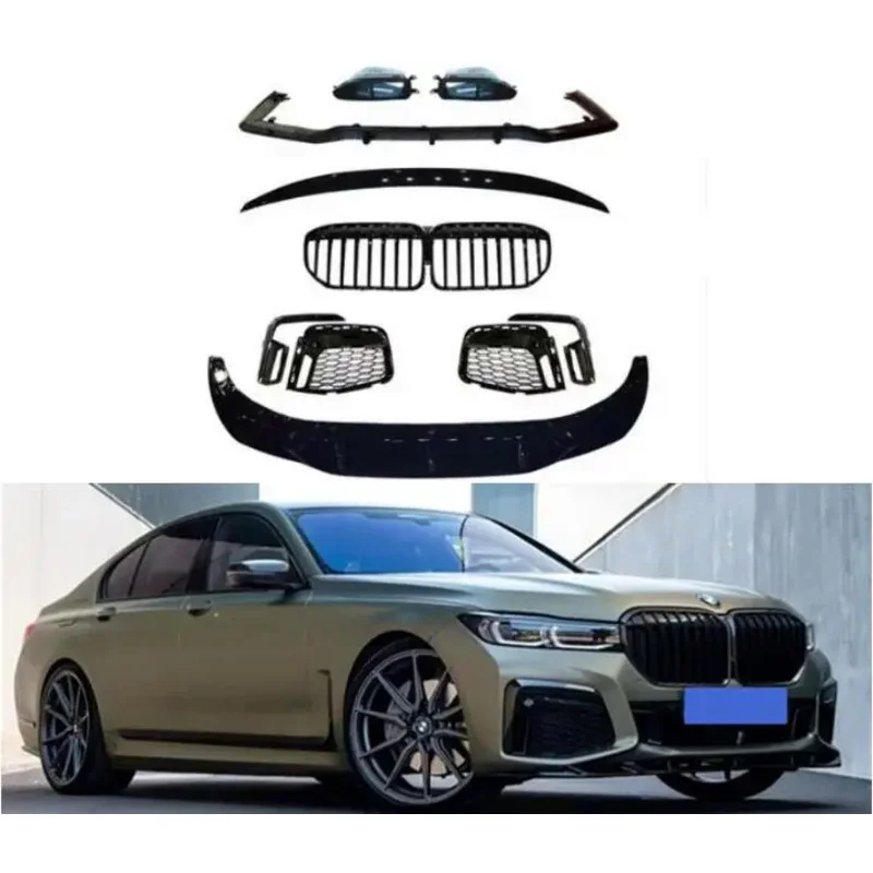 

ABS Black Knight Front Bumper Lip Rear Diffuser Side Skirt Spoiler Grille For BMW G12 7 Series 730 740 750M 2019-2022 Body Kit