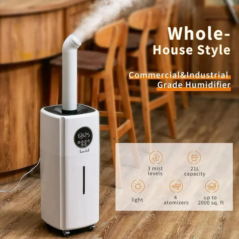 QWQJLACIDOLL Humidifiers for Large Room Whole House Humidifier for Home 2000 sq.ft,5.5Gal Cool Mist Top Fill Humidifier FloorHum