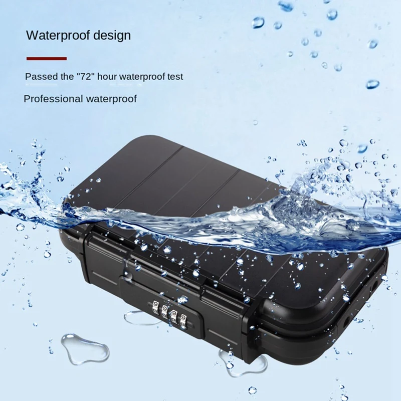 Lock Box, Phone Lock Box, Security Lock Box, Transparent Outdoor Waterproof Travel Safe,Password Beach Box Durable ,Black