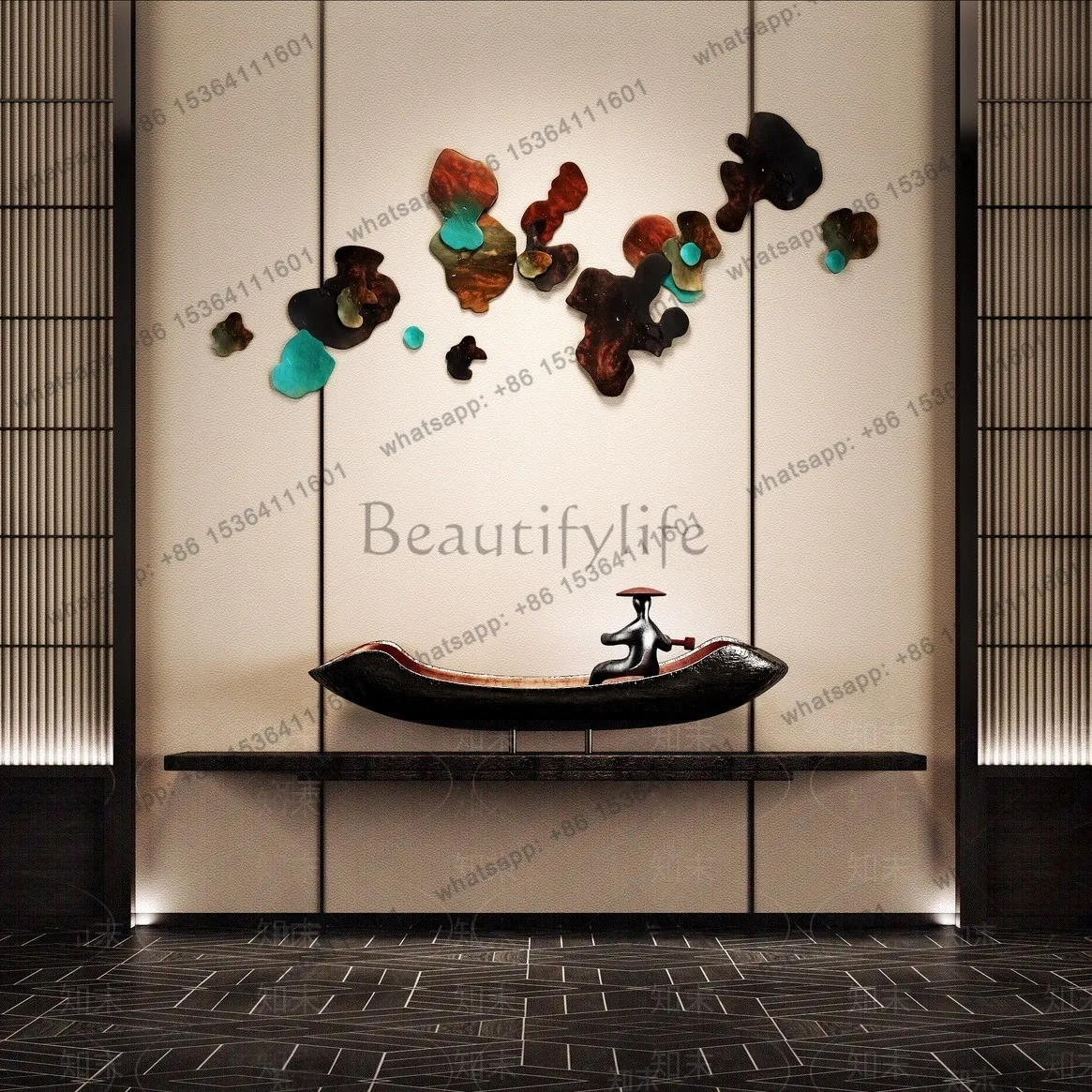 New Chinese style metal world map hotel Datang pendant wall decoration wall decoration