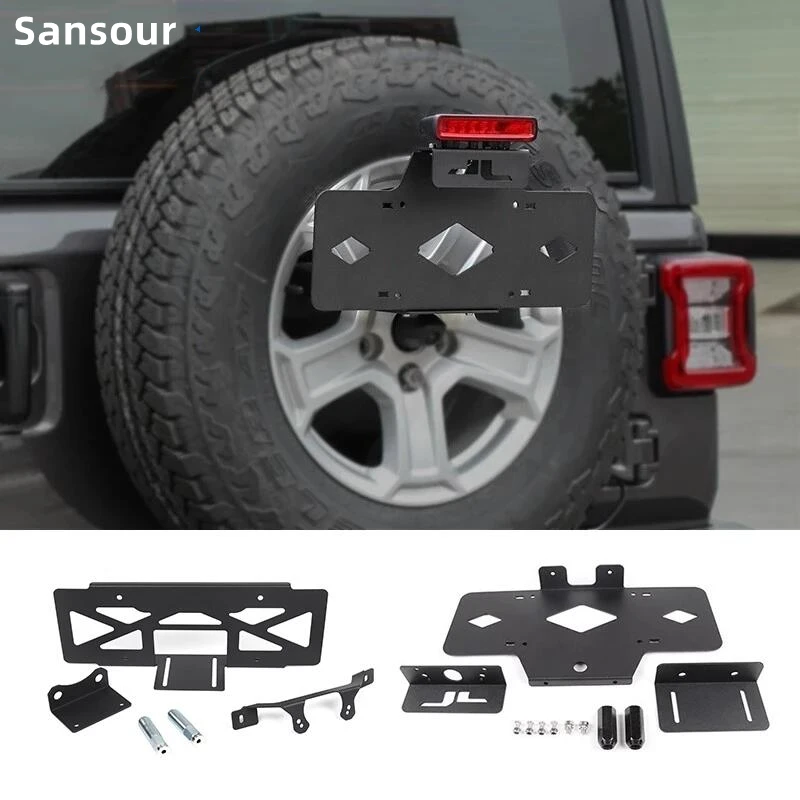 License Plate Bracket for Jeep Wrangler JL 2018-2023 Metal Car Rear Spare Tire License Plate Mount Holder Kit Car Accessories