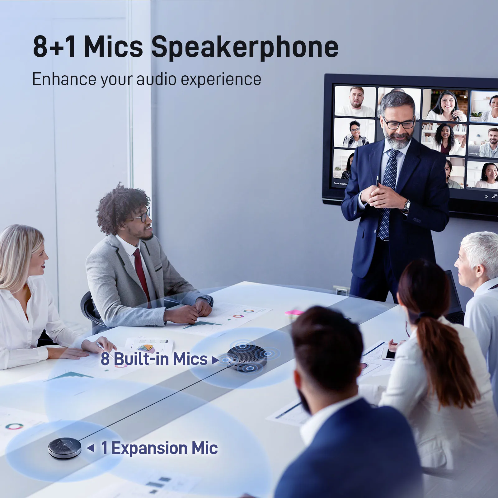 Bluetooth-Freis prec heinrich tung Konferenz USB-Lautsprecher emeet luna plus Kit-Lautsprecher telefon mit 8 Mikrofonen 360 ° Sprach aufnahme für das Home Office – Detail 3