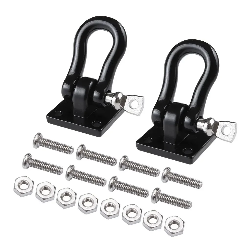 Metal Tow Hooks & Shackles for 1/10 RC Crawler Car - Universal Fit for Traxxas TRX4 Axial SCX10 RC4WD - Off-Road Upgrade Parts