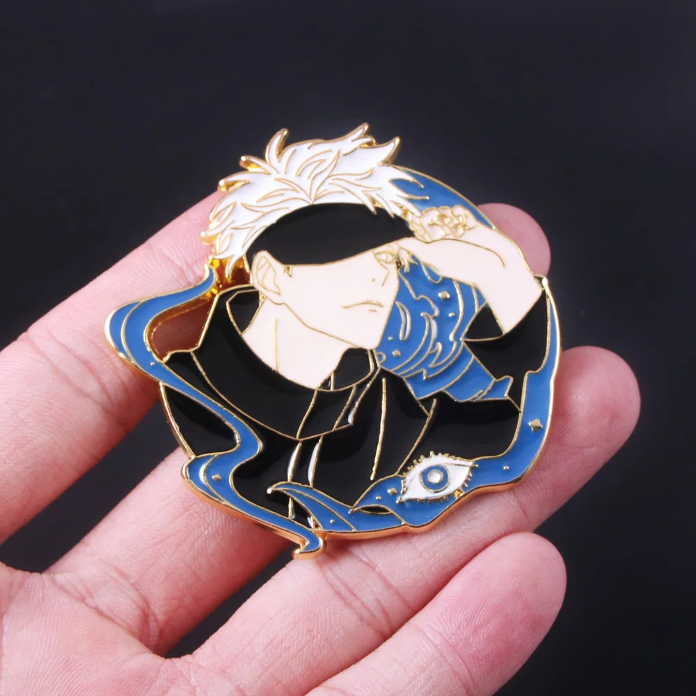 Anime Jujutsu Kaisen Brooch Keychain Cartoon Figure Gojo Satoru Enamel Lapel Pins Cute Cosplay Props Jewelry Gift for Friends