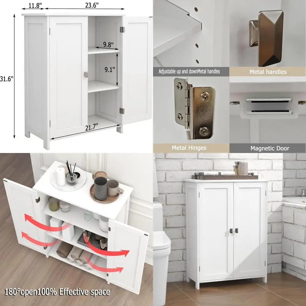 

White Space-Saving Bathroom Storage Cabinet with 2 Doors for Small Spaces, Suitable for Bathroom, Living Room, and Entryway