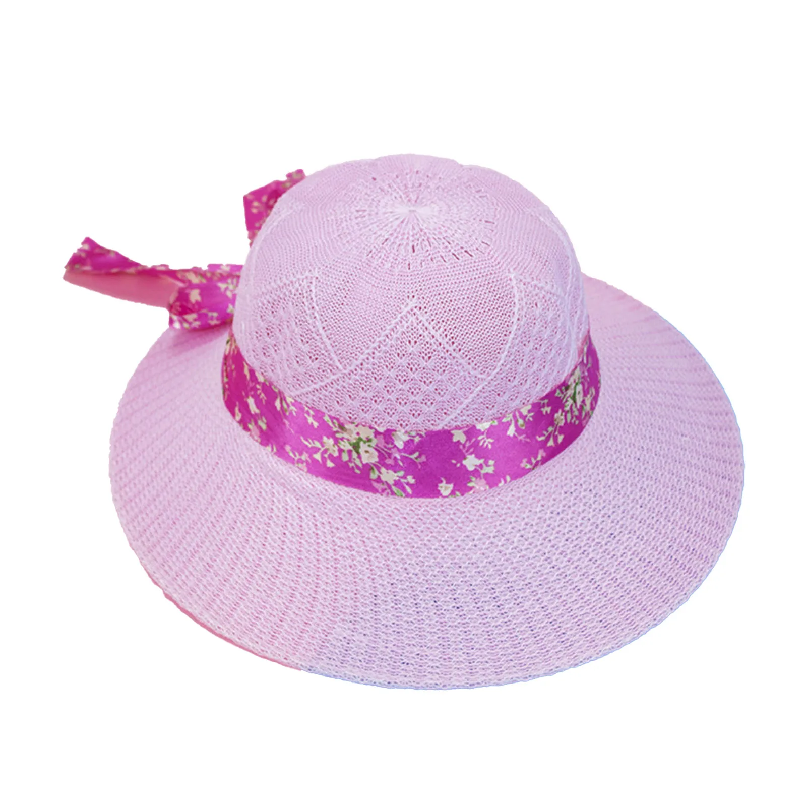 Women Wide Brim Straw Hat Anti-UV Sunshade Foldable Cap with Floral  Decor for Summer Spring Fall Beach