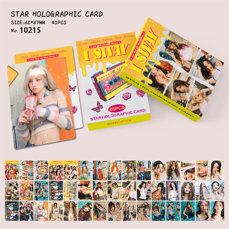 45pcs/set(G) I-DLE Album LOMO Card Laser Card I SWAY Photo Card Glitter Card Song Yuqi Minnie Postcard GDILE Hologram Card